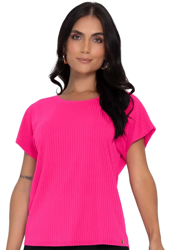 Blusa Feminina Canelada Básica Rosa Rovitex