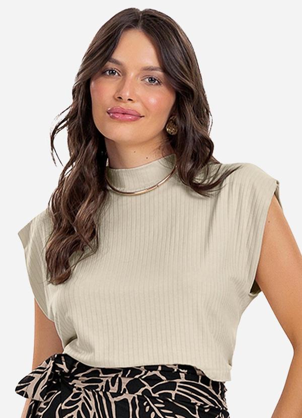 Rovitex - Blusa Feminina Canelada Bege
