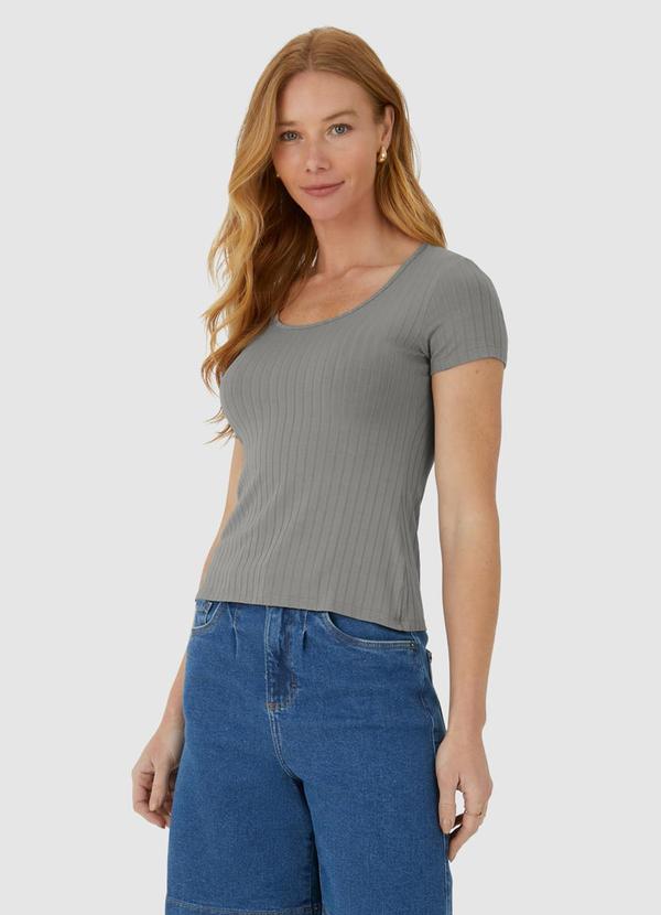 Malwee - Blusa Feminina Canelada Cinza