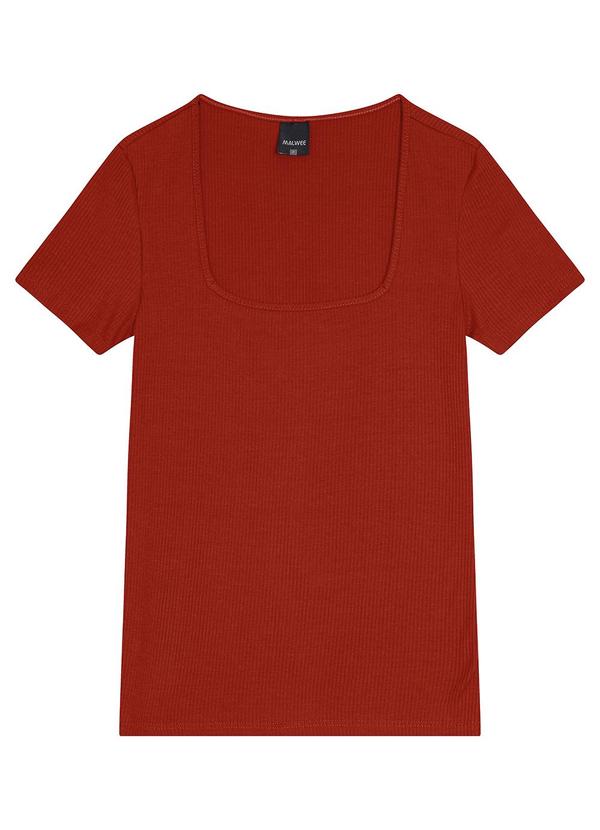 Malwee - Blusa Feminina Canelada Decote Trapézio Terracota