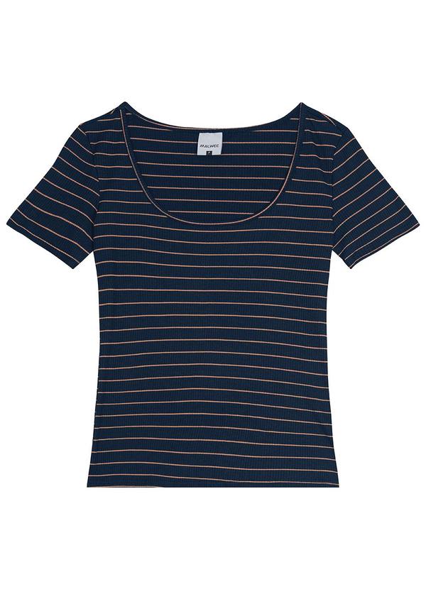 Malwee - Blusa Feminina Canelada Listrada Azul