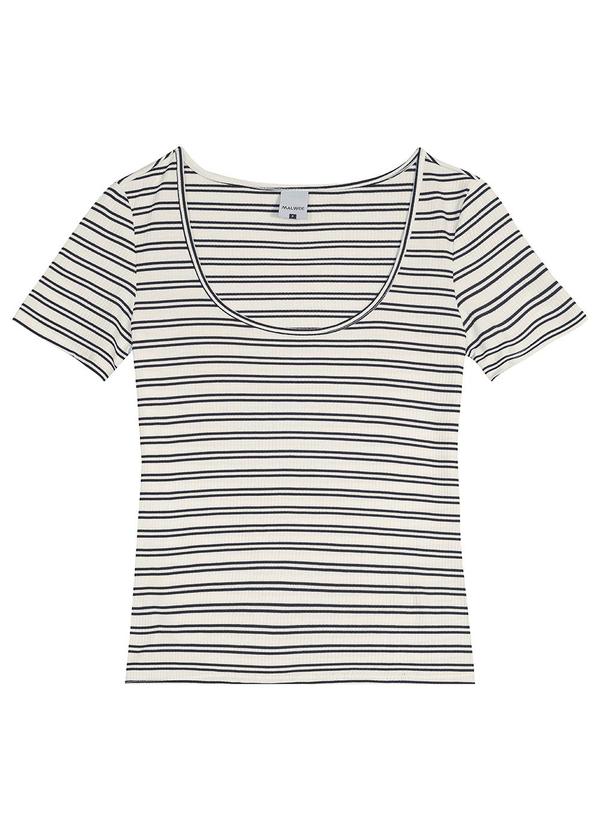 Malwee - Blusa Feminina Canelada Listrada Branco 2