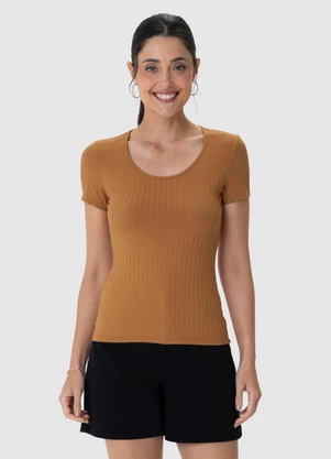 Malwee - Blusa Feminina Canelada Marrom - MALWEE