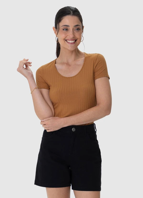 Malwee - Blusa Feminina Canelada Marrom 2