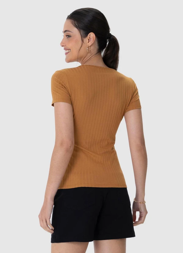 Malwee - Blusa Feminina Canelada Marrom 3