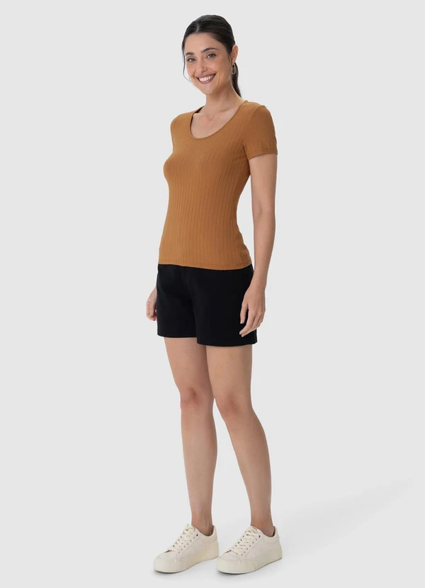 Malwee - Blusa Feminina Canelada Marrom 6