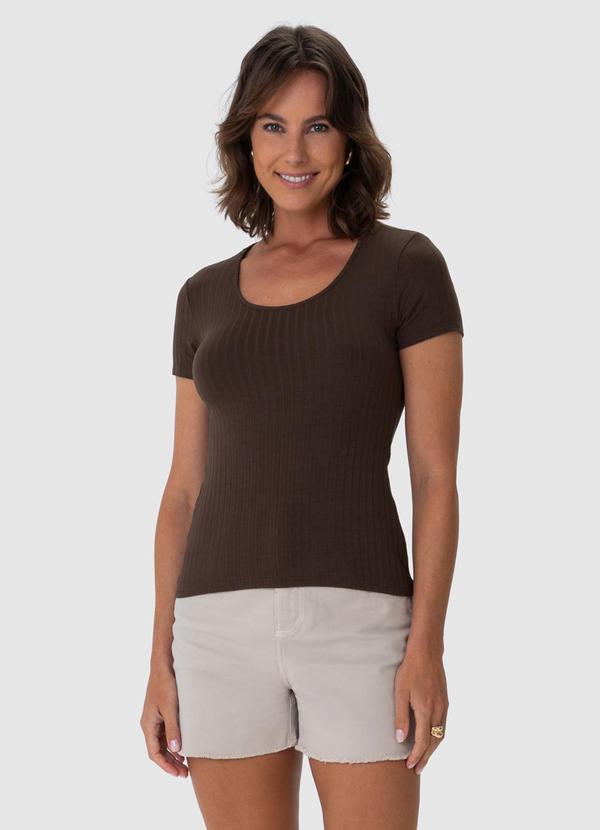 Malwee - Blusa Feminina Canelada Marrom