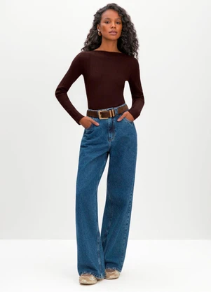 Essendi - Blusa Feminina Canelada Marrom - ESSENDI