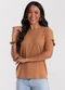 Rovitex - Blusa Feminina Canelada Branco - variação: Marrom