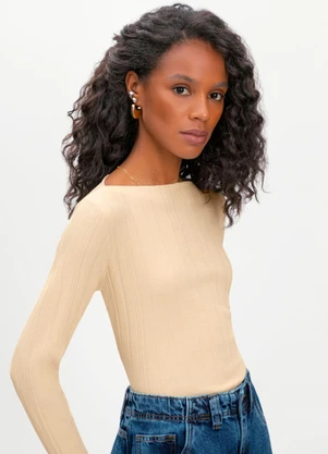 Essendi - Blusa Feminina Canelada Natural - ESSENDI