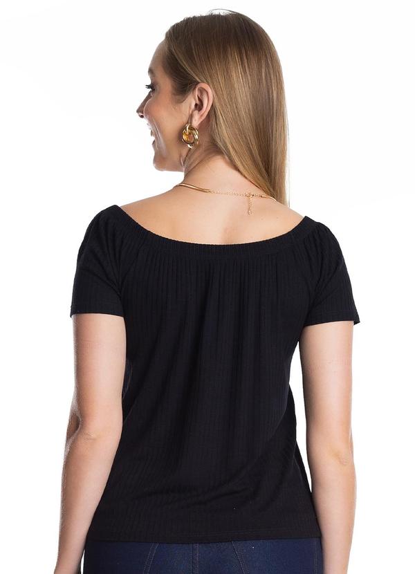 Infinita Cor - Blusa Feminina Canelada Preto 2