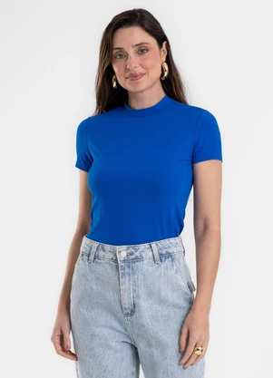 Rovitex - Blusa Feminina Canelada Ribana de Viscose Azul - ROVITEX