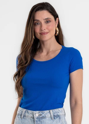 Rovitex - Blusa Feminina Canelada Ribana de Viscose Azul - ROVITEX