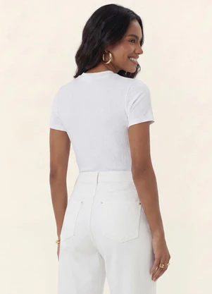 Rovitex - Blusa Feminina Canelada Ribana de Viscose Branco - ROVITEX