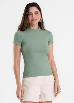 Rovitex - Blusa Feminina Canelada Ribana de Viscose Verde - ROVITEX
