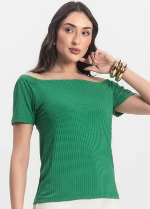 Infinita Cor - Blusa Feminina Canelada Verde - INFINITA COR