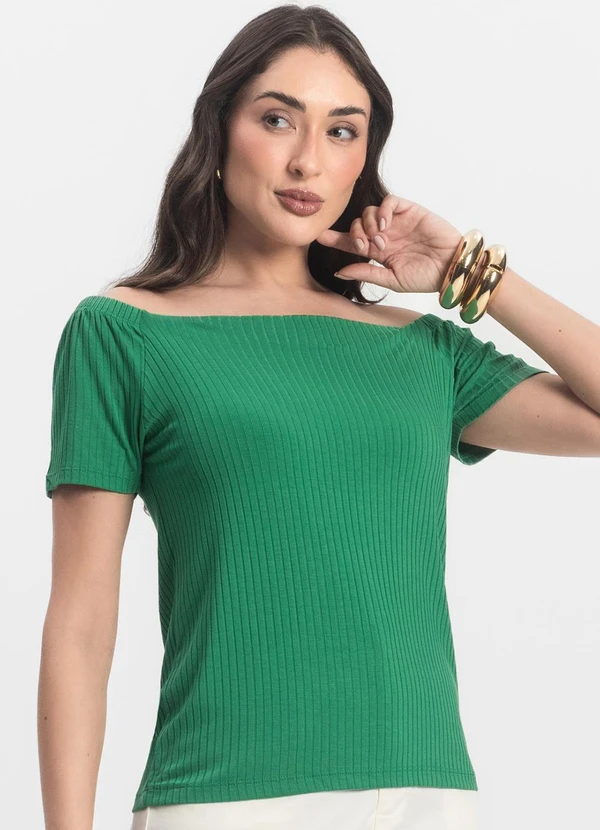 Infinita Cor - Blusa Feminina Canelada Verde