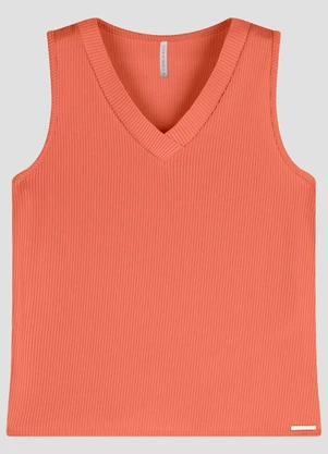 Cereja Rosa - Blusa Feminina Canelado Relevo Laranja - CEREJA ROSA