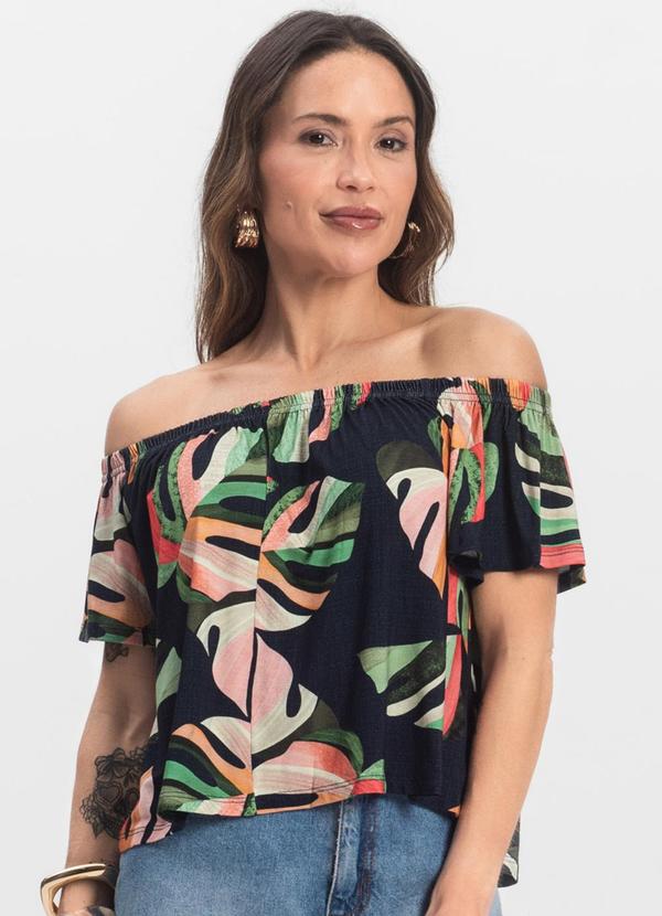 Infinita Cor - Blusa Feminina Ciganinha Azul