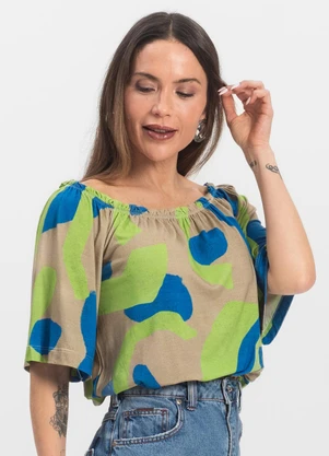 Infinita Cor - Blusa Feminina Ciganinha Azul - INFINITA COR