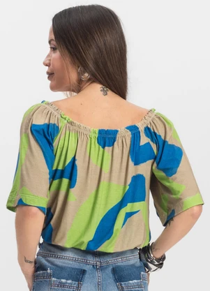Infinita Cor - Blusa Feminina Ciganinha Azul - INFINITA COR