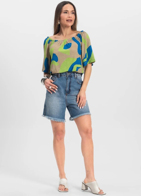 Infinita Cor - Blusa Feminina Ciganinha Azul 3