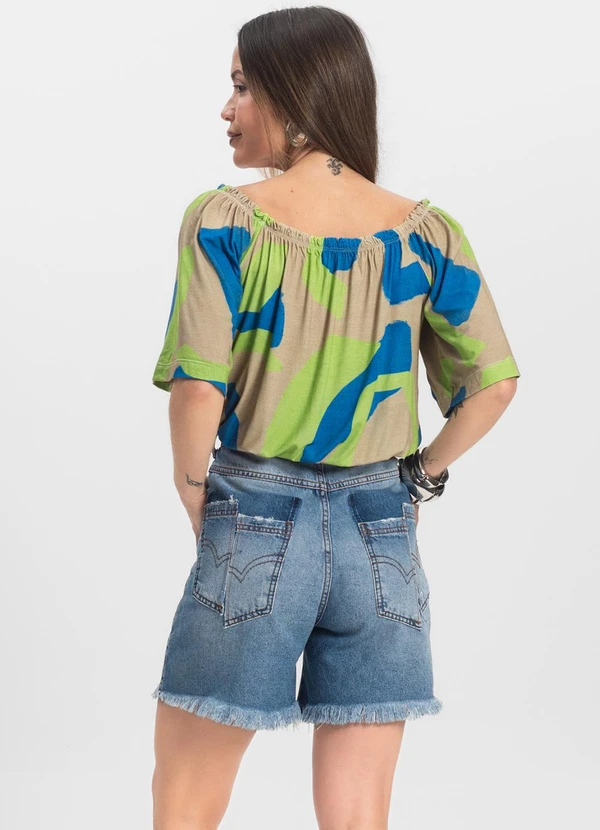 Infinita Cor - Blusa Feminina Ciganinha Azul 4