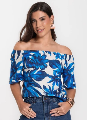 Infinita Cor - Blusa Feminina Ciganinha Azul - INFINITA COR