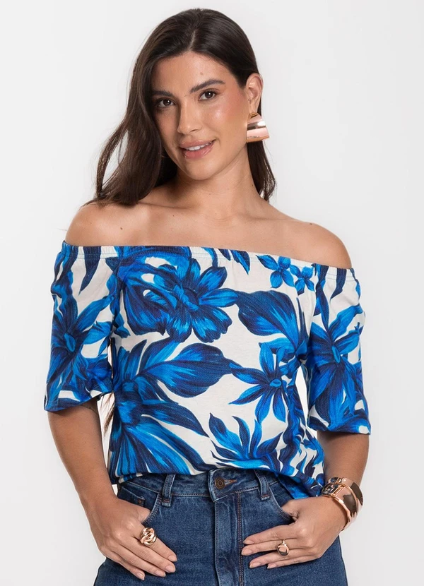Infinita Cor - Blusa Feminina Ciganinha Azul