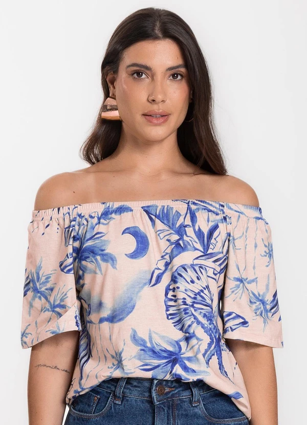 Infinita Cor - Blusa Feminina Ciganinha Azul