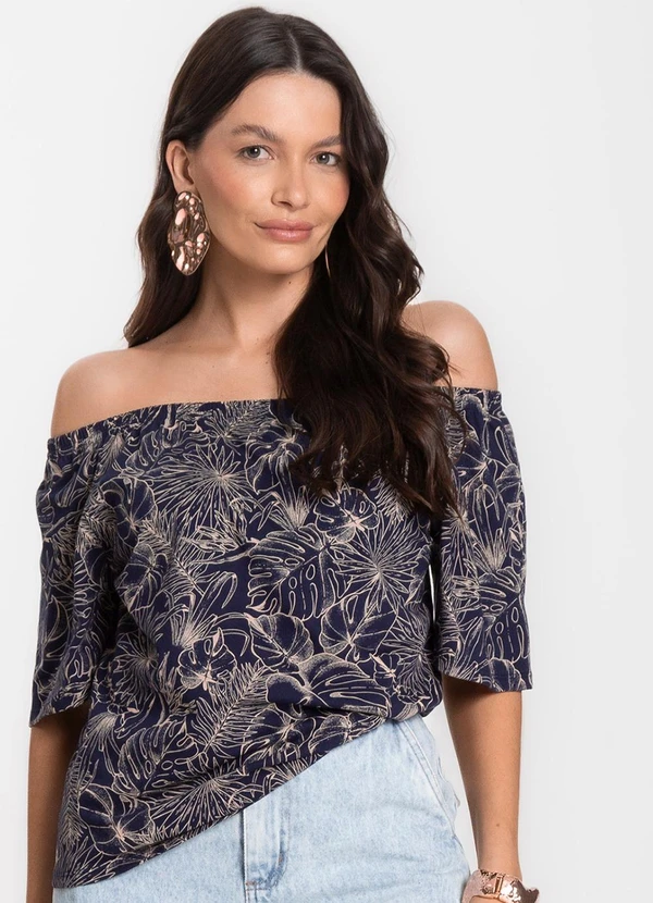 Infinita Cor - Blusa Feminina Ciganinha Azul