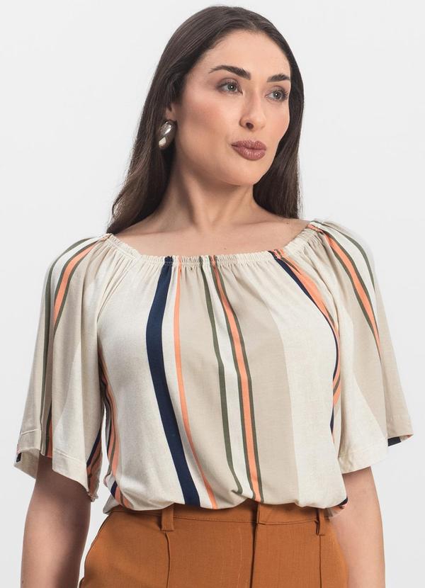 Infinita Cor - Blusa Feminina Ciganinha Bege