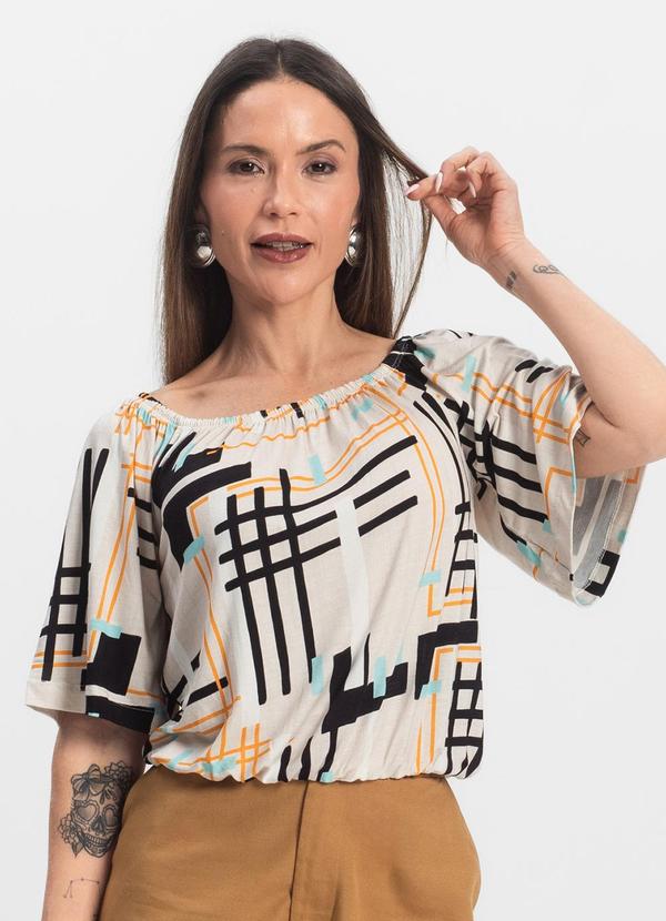 Infinita Cor - Blusa Feminina Ciganinha Bege