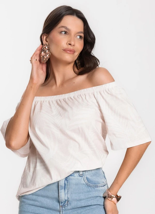 Infinita Cor - Blusa Feminina Ciganinha Bege