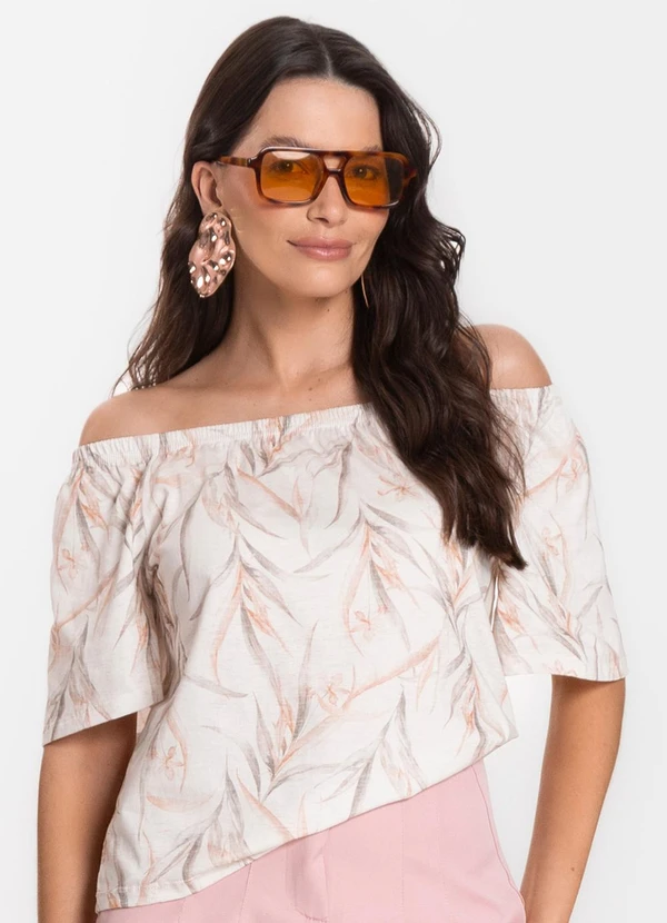 Infinita Cor - Blusa Feminina Ciganinha Bege