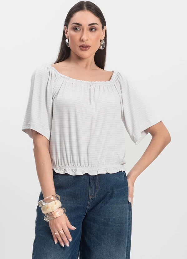 Infinita Cor - Blusa Feminina Ciganinha Branco 3