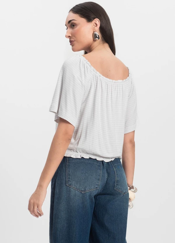 Infinita Cor - Blusa Feminina Ciganinha Branco 4