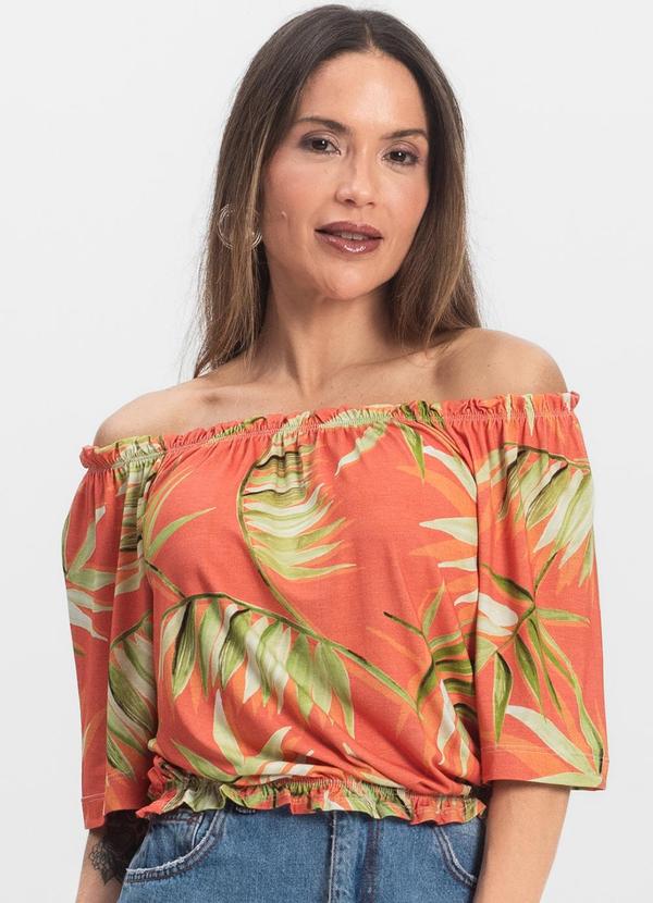 Infinita Cor - Blusa Feminina Ciganinha Laranja