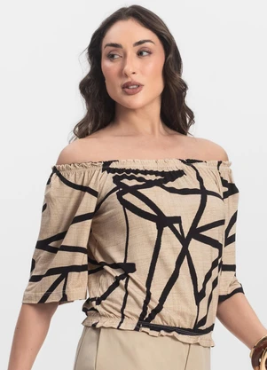 Infinita Cor - Blusa Feminina Ciganinha Marrom - INFINITA COR