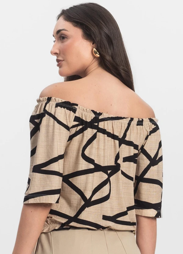 Infinita Cor - Blusa Feminina Ciganinha Marrom 2