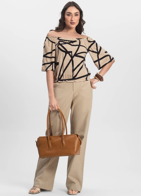 Infinita Cor - Blusa Feminina Ciganinha Marrom 3