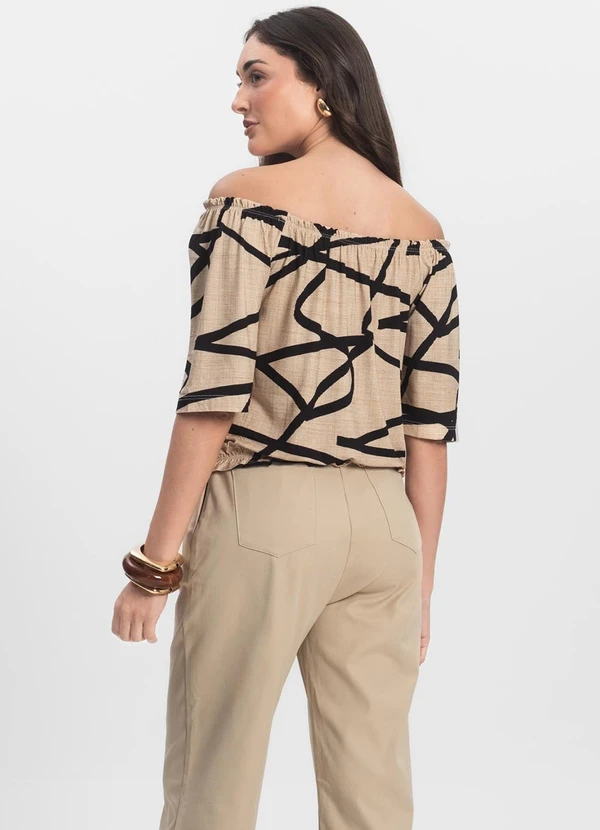 Infinita Cor - Blusa Feminina Ciganinha Marrom 4