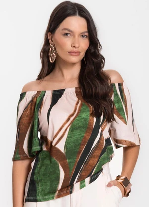 Infinita Cor - Blusa Feminina Ciganinha Marrom - INFINITA COR