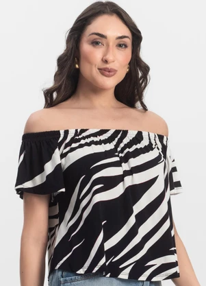 Infinita Cor - Blusa Feminina Ciganinha Preto - INFINITA COR