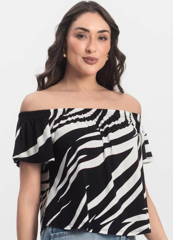 Infinita Cor - Blusa Feminina Ciganinha Preto