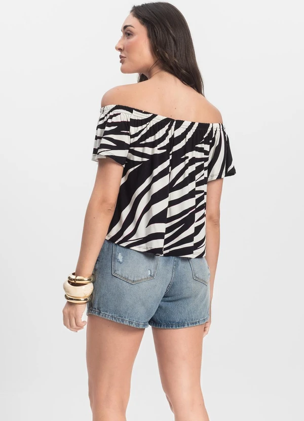 Infinita Cor - Blusa Feminina Ciganinha Preto 4