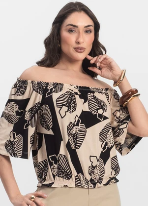 Infinita Cor - Blusa Feminina Ciganinha Preto - INFINITA COR