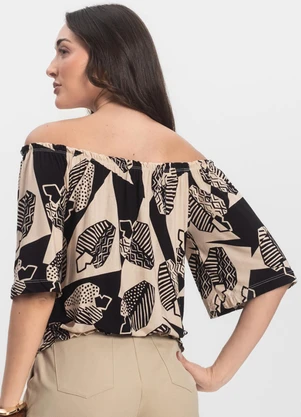 Infinita Cor - Blusa Feminina Ciganinha Preto - INFINITA COR