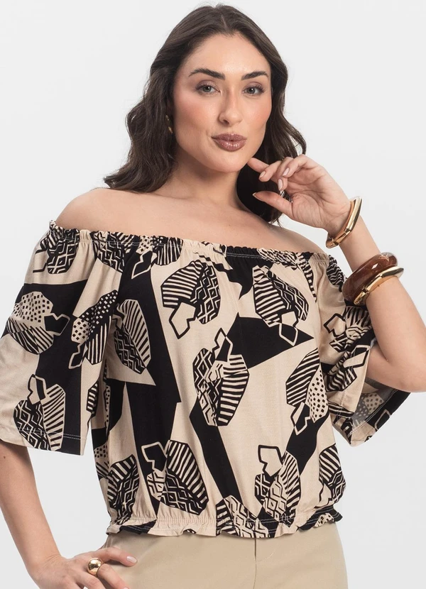 Infinita Cor - Blusa Feminina Ciganinha Preto