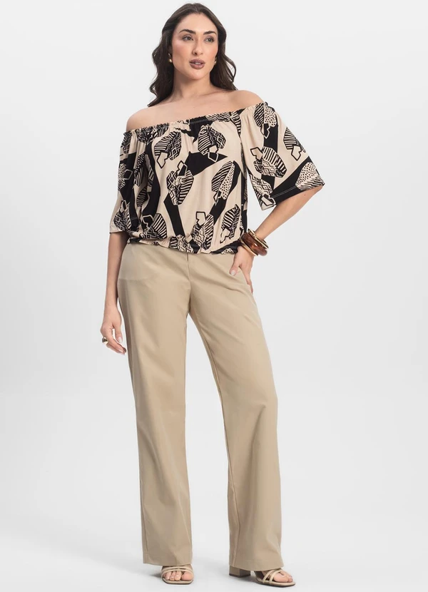 Infinita Cor - Blusa Feminina Ciganinha Preto 5